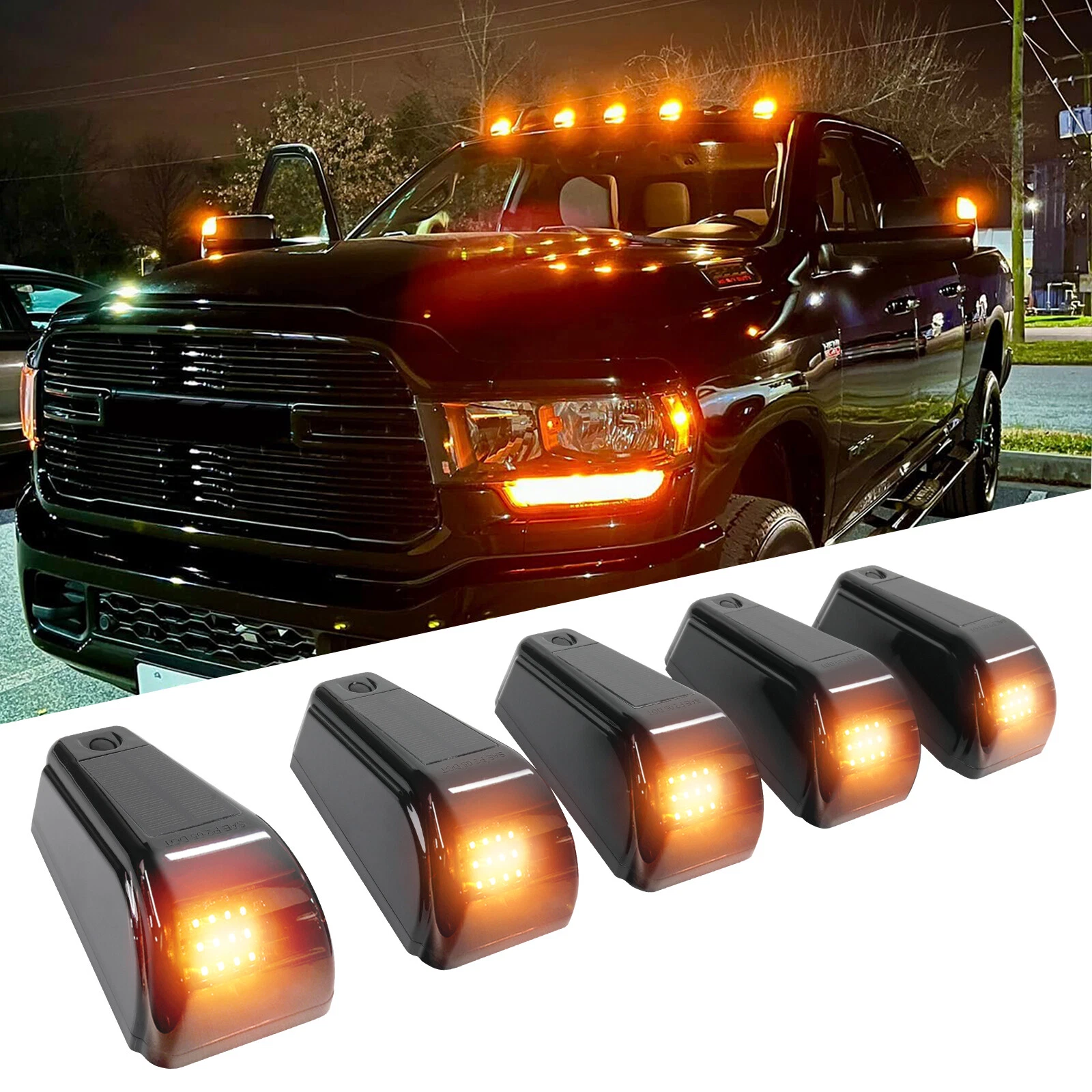 5X Wireless Solar LED Car Cab Light Roof Marker Light For Dodge Ram 1500 2500