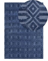 Teppich Marineblau Aus Viskose Rechteckig 140 X 200 Cm Mediterran Stil Adatepe