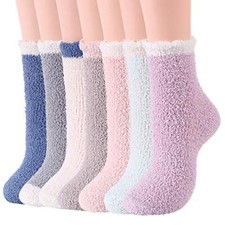 Women's Cozy Fuzzy Warm Socks Fluffy Soft Winter Socks Cute Sleep Socks, 7 Pairs