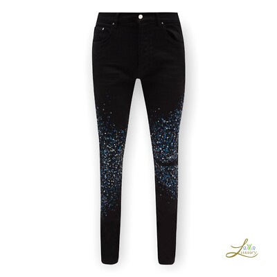 Amiri Crystal Embellished Painted Jeans - Schwarz, Größe 34, Made in USA