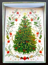 Box of 15 Punch Studio Molly & Rex Christmas Cards Embellished 3D Jeweled Foil