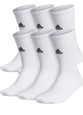 Adidas Unisex Team 6 Pack White Crew Socks Men Size XLarge 12-16 New