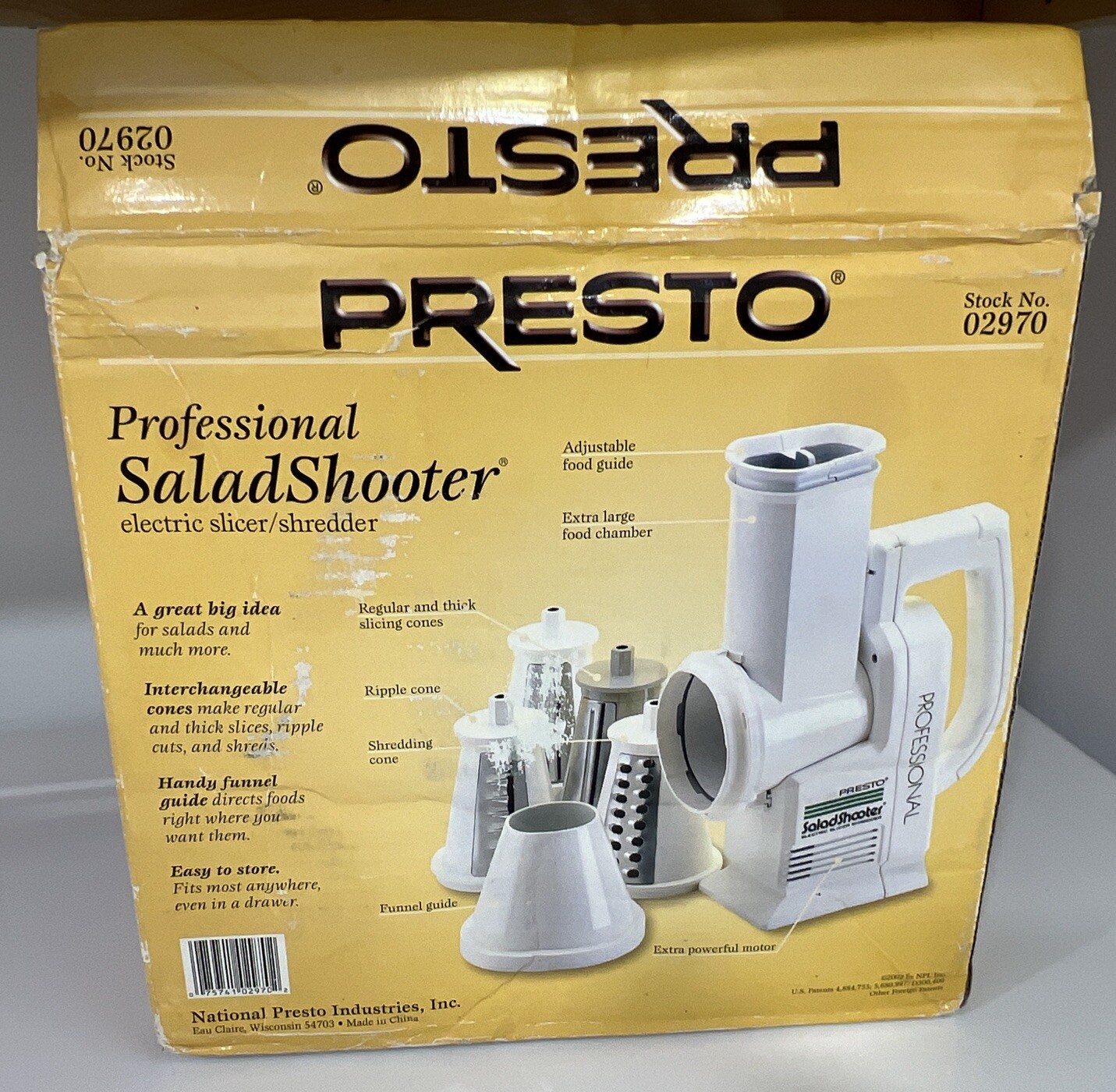 Presto Professional Salad Shooter Electric Slicer Shredder 02970 Open