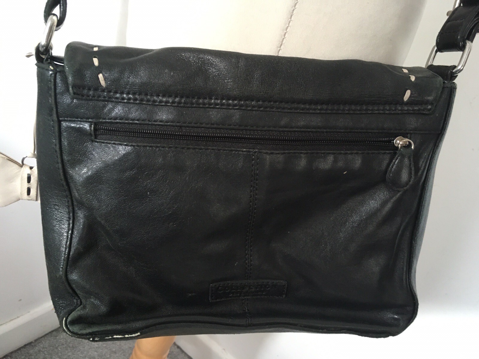 Debenhams black soft leather crossbody / messenger / shoulder bag eBay