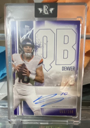 Bo Nix [Purple] #RCA-BN 2024 Topps Signature Class Rookie Class Autograph Variation card