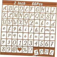 Letter Stencils Kits, 66 Pcs Calligraphy Alphabet and Number Stencil for 2 Inch