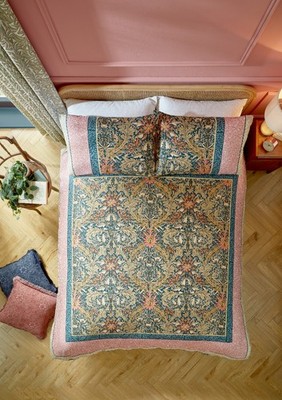 William Morris At Home Kelmscott 100 % Baumwollsatin Bettwäscheset - Navy Rose
