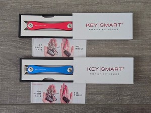 NIB Lot of 2 KeySmart Premium Compact Key Holder in Gift Boxes (Blue & Red)