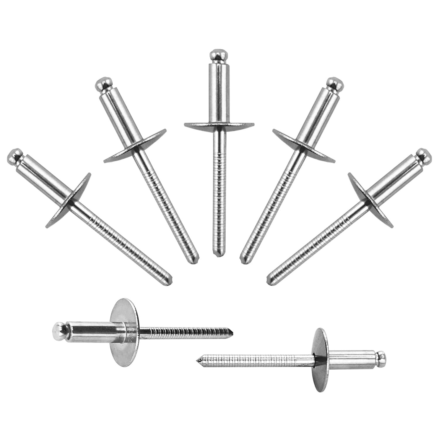 Flang Rivet 100pcs Stainless Steel Large Flange Blind Rivets 3/16 x 1/2 Open End