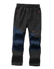 Kids Winter Pants Fleece Lined Waterproof Boys Ski Pants Medium Black dark Blue