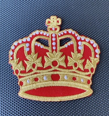 Royal Crown Red And Gold Embroidered Iron On Sew On Patch New