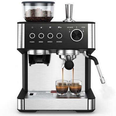 (2025 Upgrade)20 Bar Espresso Machine Built-in Anti-Clog Coffee Grinder Expresso