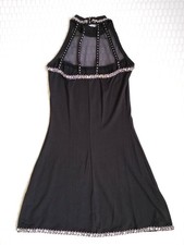 Natalie Dancewear Dress Dance Wear Black Mini Dress Rhinestones Silver XS S