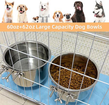 2 Pack Large Dog Water Food Bowls Dog Crate Water Bowl No Spill Water Bowl Steel