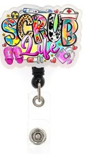 Scrub Life Badge Reel Nurse Medical Doctor ID Tag Holder Artistic Hospital Gift