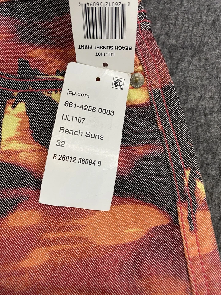 NUEVO iJeans by Buffalo Talla 12 Pantalones Cortos Denim Bahama Ajustados Puesta de Sol Palmera Puesta de Sol Foto 4 de 4