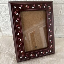 Wooden Picture Frame 4x6 Brown Pink I Love My Human Cat