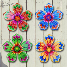 Metal Flowers Wall Decor - 4pcs 6.2'' Metal Wall Art Hanging Decorations for Out