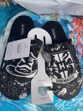 New Black Size Large XL Harry Potter Hogwarts House Shoes Slippers Cozy Soft