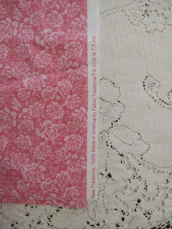 REMNANT Packed Pink Roses Fabric Tradition Tiny Floral Cotton Quilt Fabric 14x23 - Image 3 of 3