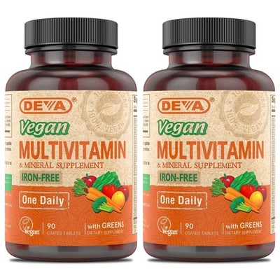 DEVA Vegan Multivitamin and Mineral Supplement - One 90 Count (Pack of 2)