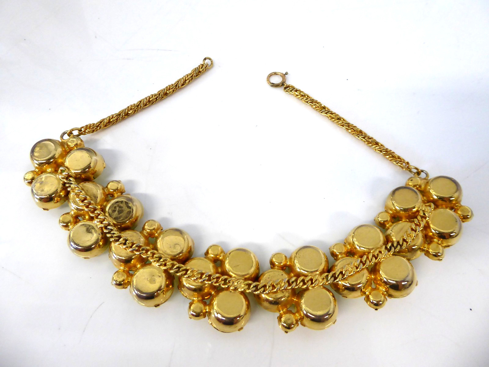 Large Statement Rhinestone Choker Yellow Green an… - image 5