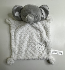 Little Me Baby Security Blanket Elephant White Gray Heart Star Texture Knot