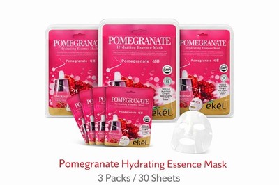 EKEL Pomegranate Face Mask Sheet 30pcs Hydrating Nourishing Facial Mask Set