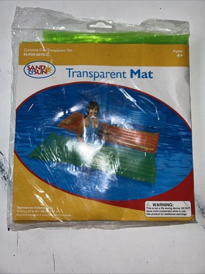 Sand n Sun Green Transparent AIR MAT Blow Up Raft Pool Float NEW 72 Lx27 W