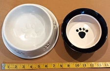 (2) Dog or CAT Ceramic Food & Water Bowls Print Print By Top Paw DW Safe