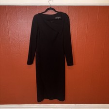 $2190 OSCAR DE LA RENTA Virgin Wool Blend Asymmetrical Dress Black Made In Italy