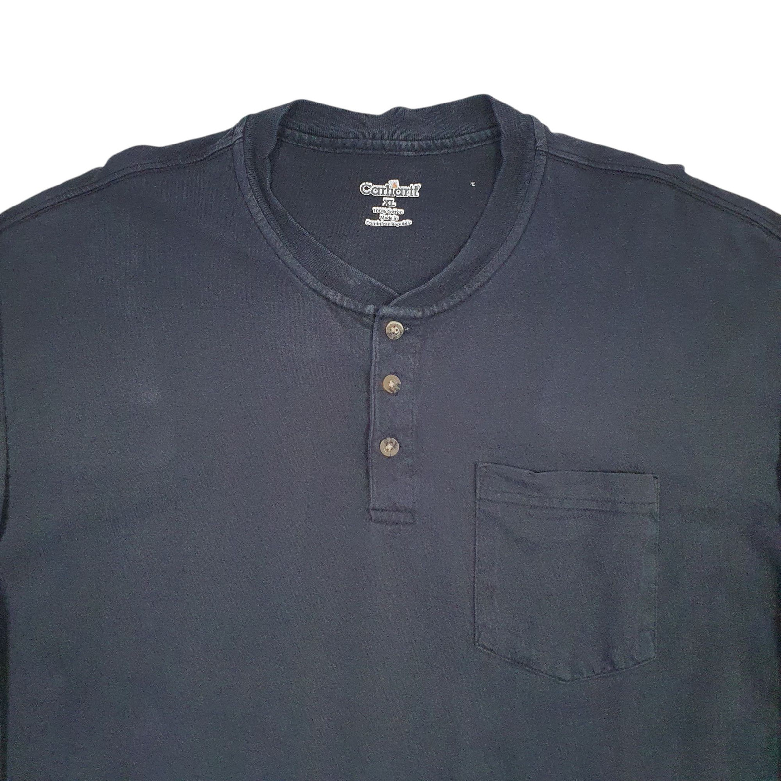 CARHARTT Black T Shirt Tee Henley Long Sleeve Cotton  &  Wool Mens XL image 2