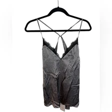 Cami NYC Gray Silk Lace Open Back Camisole New Women's Size Small