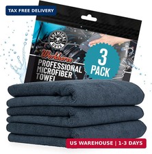 Chemical Guys, Workhorse Plush Microfiber Towels, 16 x 16 in, Black, 3 Pack  Pl