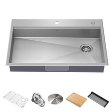 Kraus KWT310-33/5.5 Kore 33 Workstation Drop-In Topmount Single - Stainless