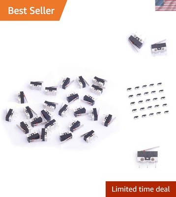 25Pcs AC 1A 125V 3Pin SPDT Limit Micro Switch Long Hinge Lever for Arduino Pa...