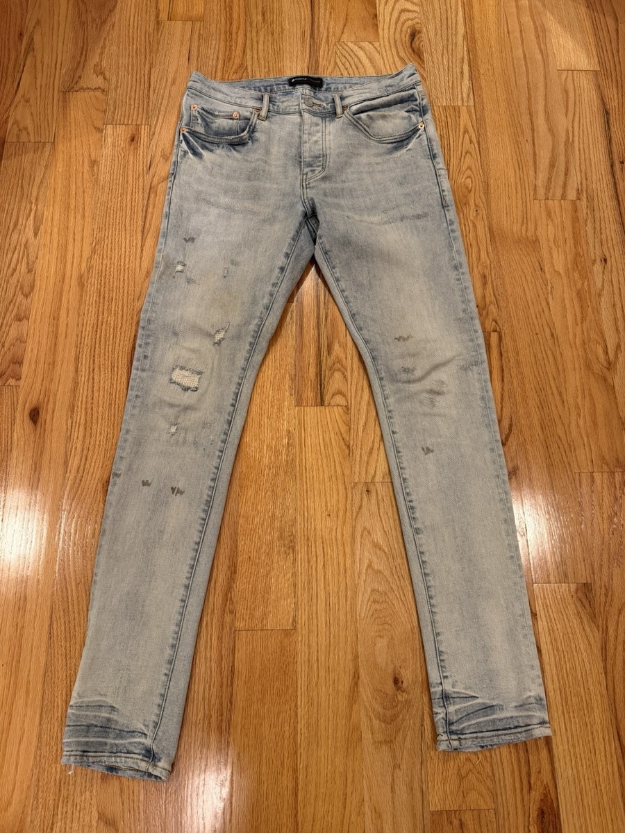 新品 PURPLE BRAND P001 コーティングスキニーデニム 32 PURPLE BRAND】P001 黒 オーバースプレイ スキニージーンズ