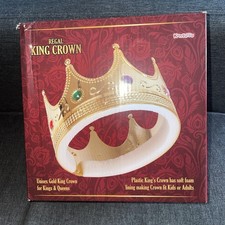 Deluxe Gold Royal Costume Crown Multicolor Faux Jewels Foam Comfort Inset OS