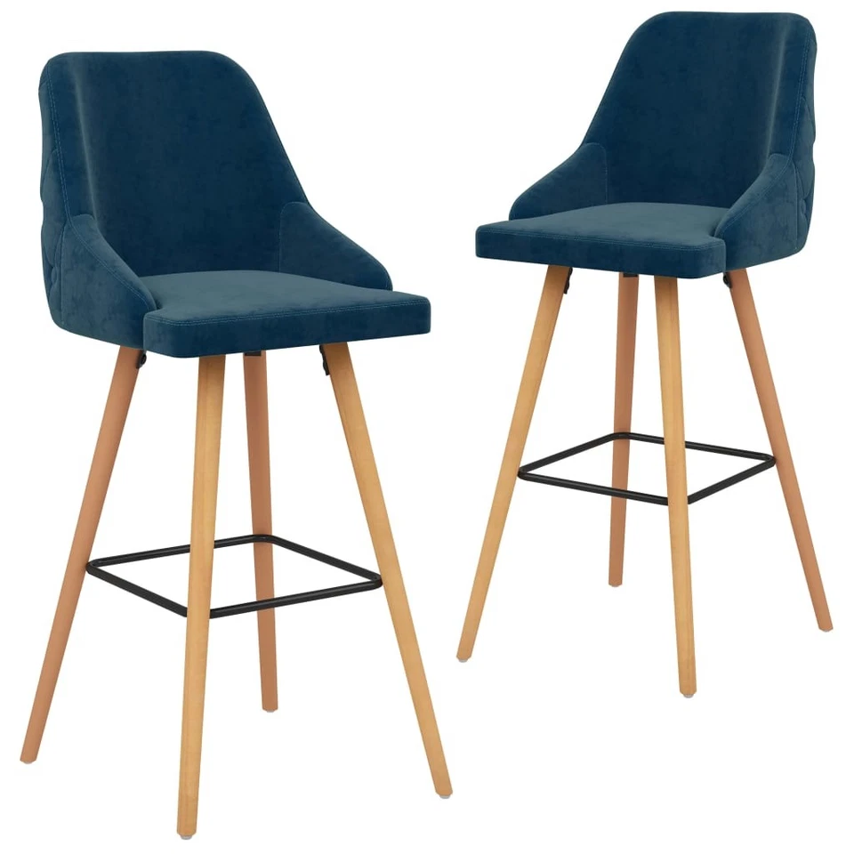 2x Taburetes de Cocina Terciopelo Asiento Mobiliario Muebles Multicolor vidaXL - Imagen 3 de 4