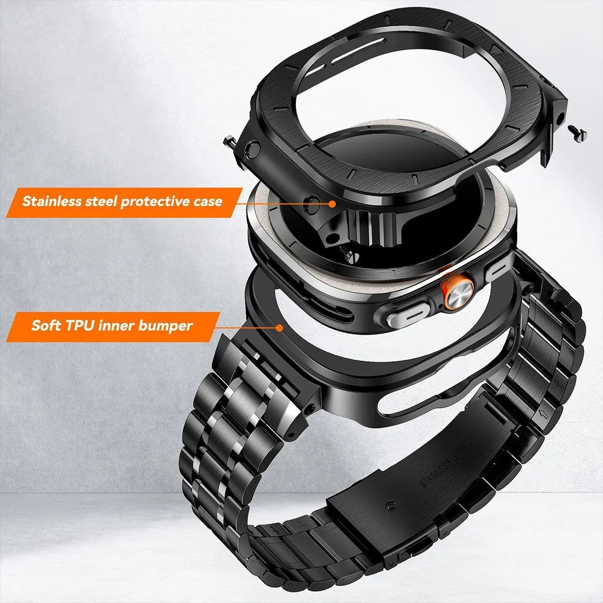 Cassa + Cinturino Lusso Acciaio Inox per Samsung Galaxy Watch Ultra 47mm 2025 foto 2