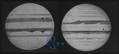 ASTRONOMIE JUPITER ZEIGT MOND UND SCHATTEN UM 1926 Magische Laternenfolie