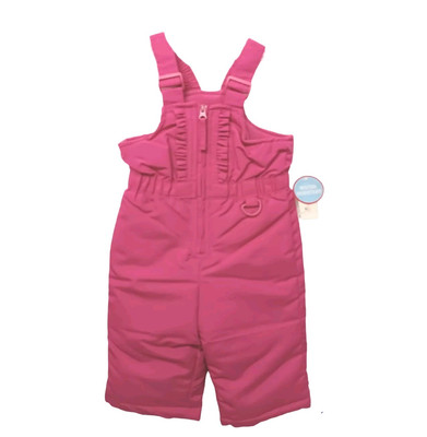 WonderKids Snow Bib Overall Pants-12M Baby Girl-Pink-Insulated 