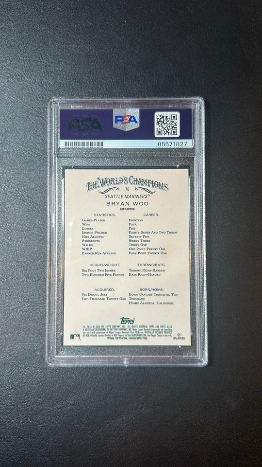 2024 Topps Allen And Ginter Bryan Woo Refractor PSA 10 Auto #78 RC Rookie  - Image 2 of 2