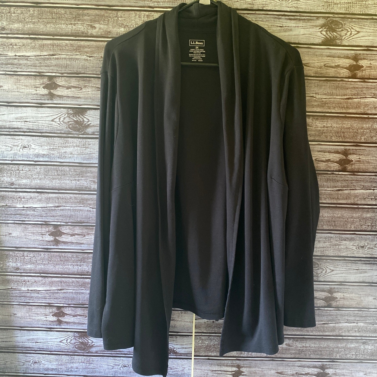 LL Bean Women's Long-Sleeved Open-Front Top Cardigan Size 2X Black
