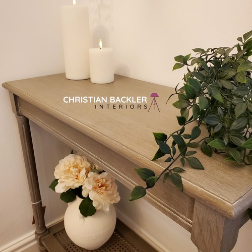 Rattan Wooden Side Table Hallway Rustic Occasional Furniture Side Console Shelf - Picture 4 of 11