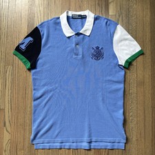 VTG USA MADE Ralph Lauren Polo Shirt Men  s Size M Blue Big Pony Crest Logo