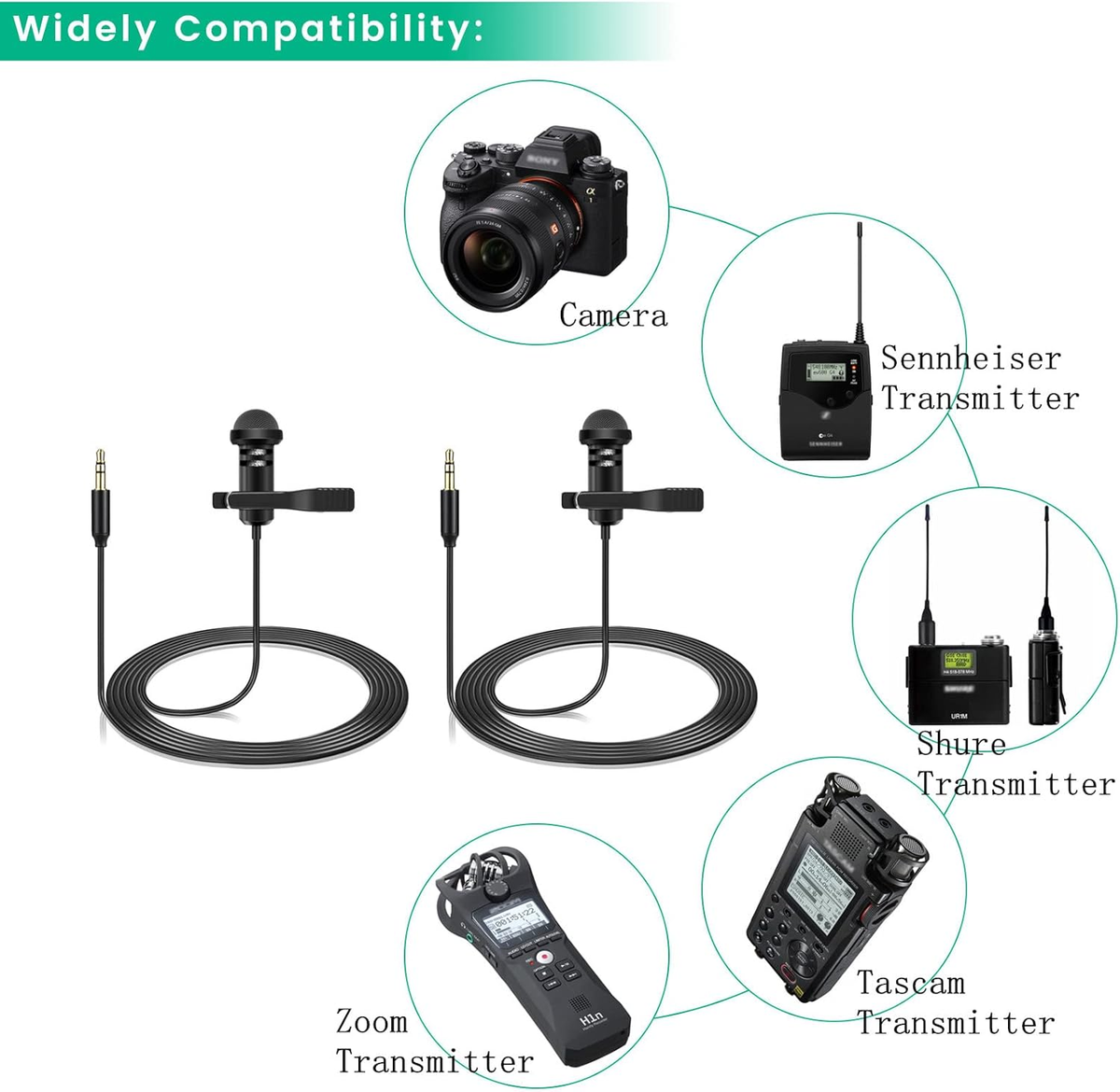 Confezione Da 2 Microfoni Lavalier LM2 Per DJI Mic 2 E Rode Wireless GO2: Cavo TRS 3,5mm, Omnidirezionali Per Vlog E Interviste - 2