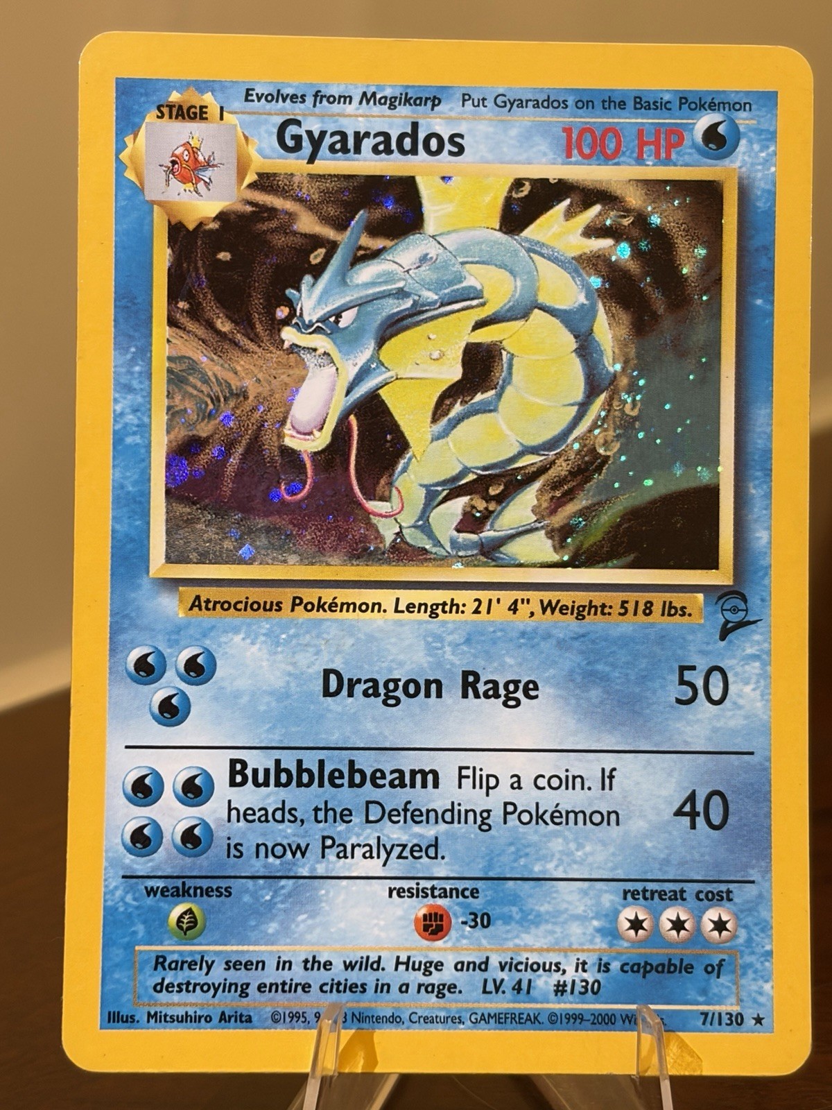 Gyarados - 7/130 - Pokemon Base Set 2 Holo Rare Card WOTC MP