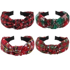 4pcs Christmas Headbands for Women Wide Knotted Headband Xmas Holiday Hair Ac...