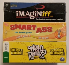 Imaginiff Smart Ass Would You Rather New Sealed Lot of 3 Board Games Party